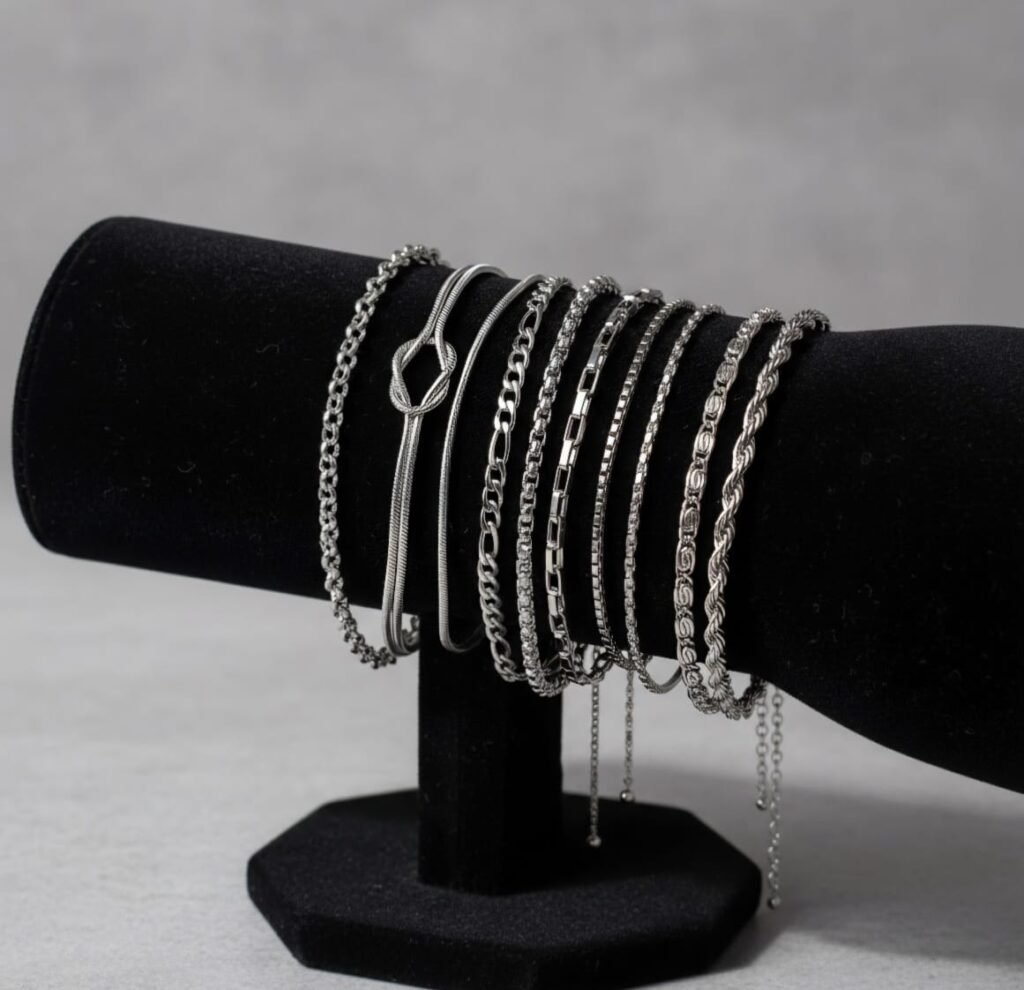 Manillas Fina En Acero Inoxidable Silver