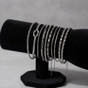 Manillas Fina En Acero Inoxidable Silver